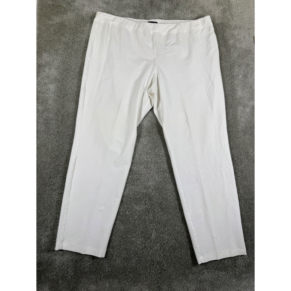 Eileen Fisher Woman White Stretch Ponte Pull On Straight Leg Pants 1X 2669